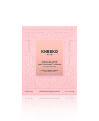 box for pink serum that says knesko skin rose quartz antioxidant serum.