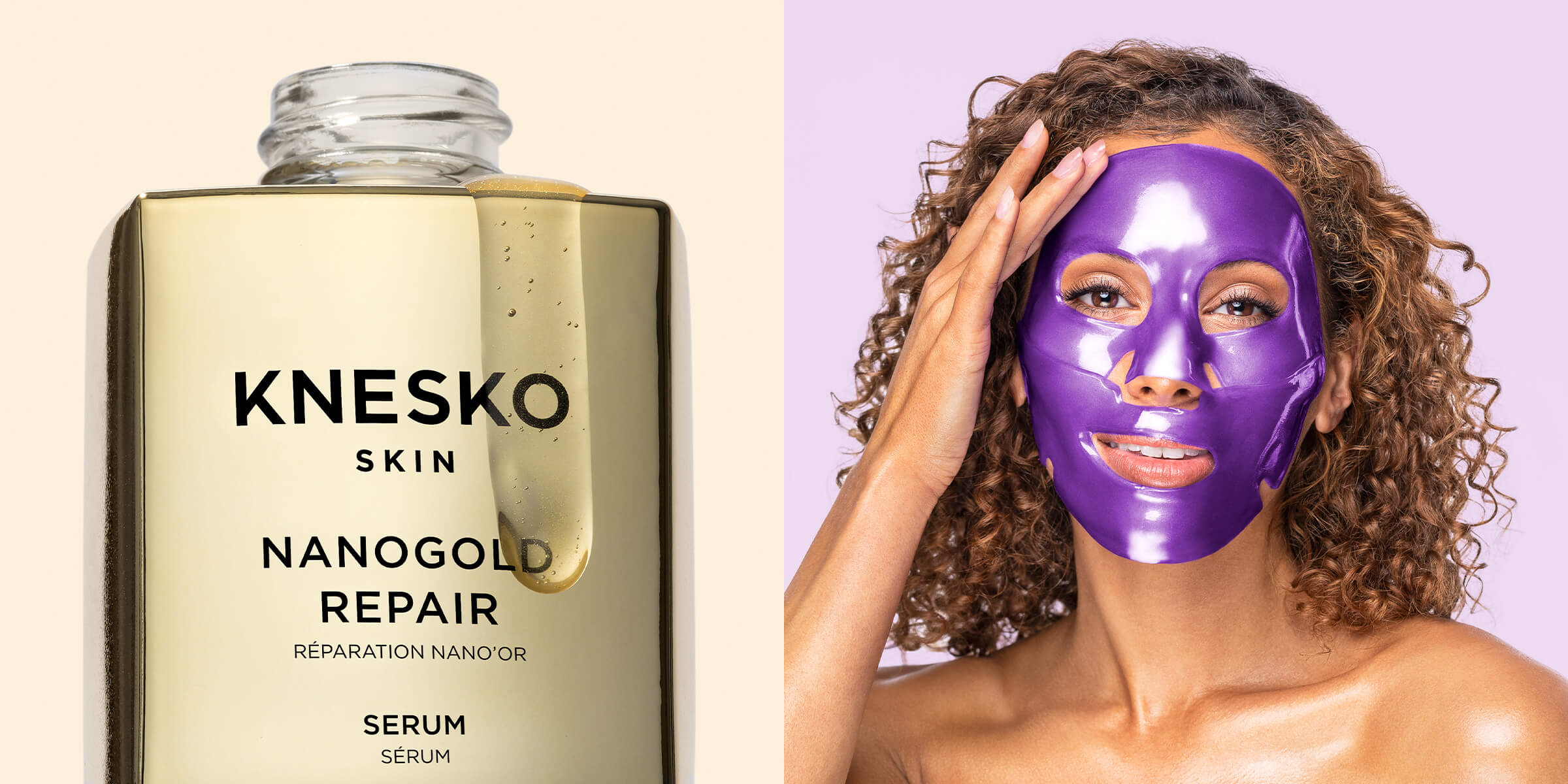 A Perfect Pair: Gold Repair Serum + Amethyst Hydrate Face Mask.