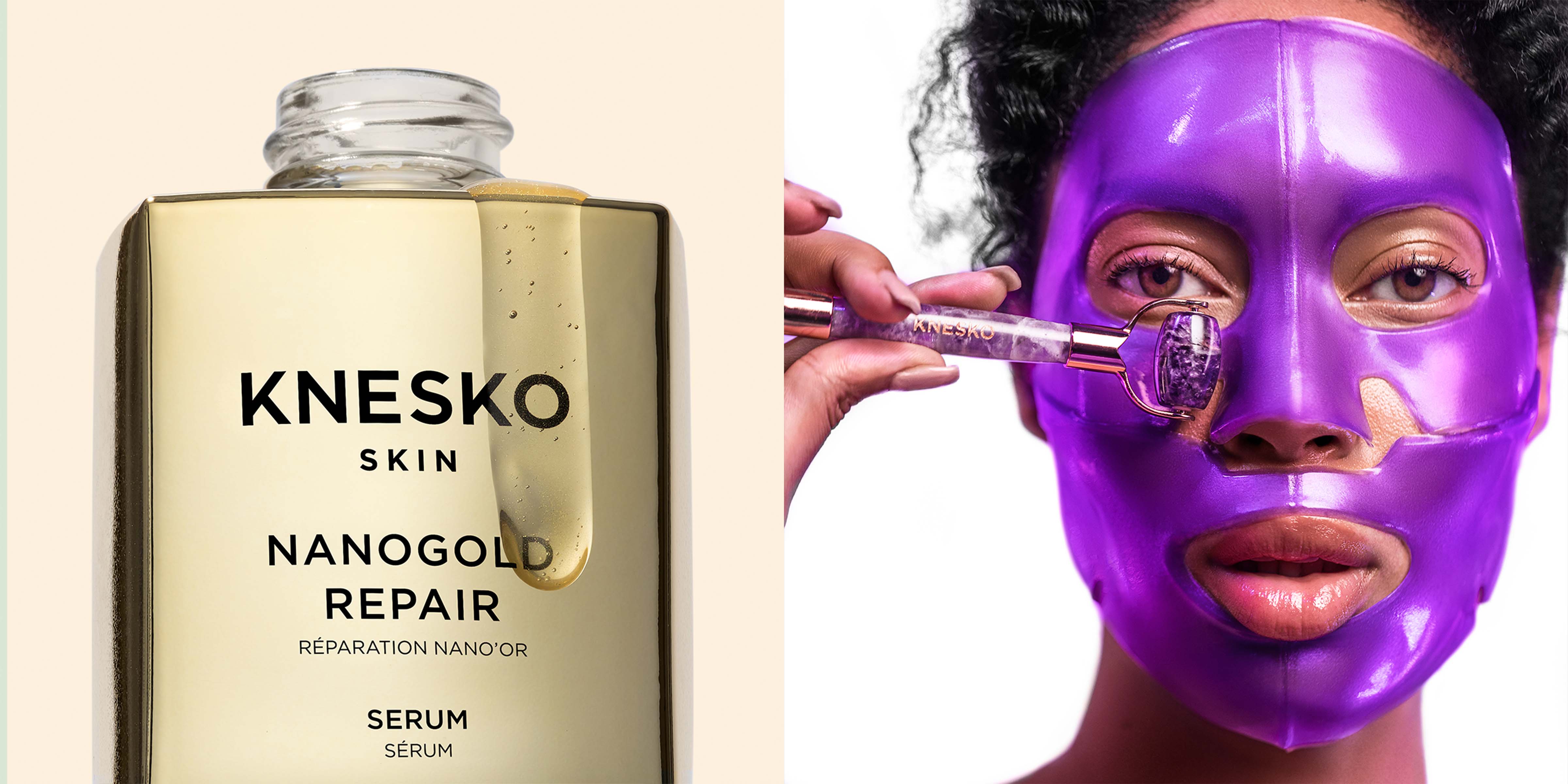 A Perfect Pair: Gold Repair Serum + Amethyst Hydrate Face Mask.