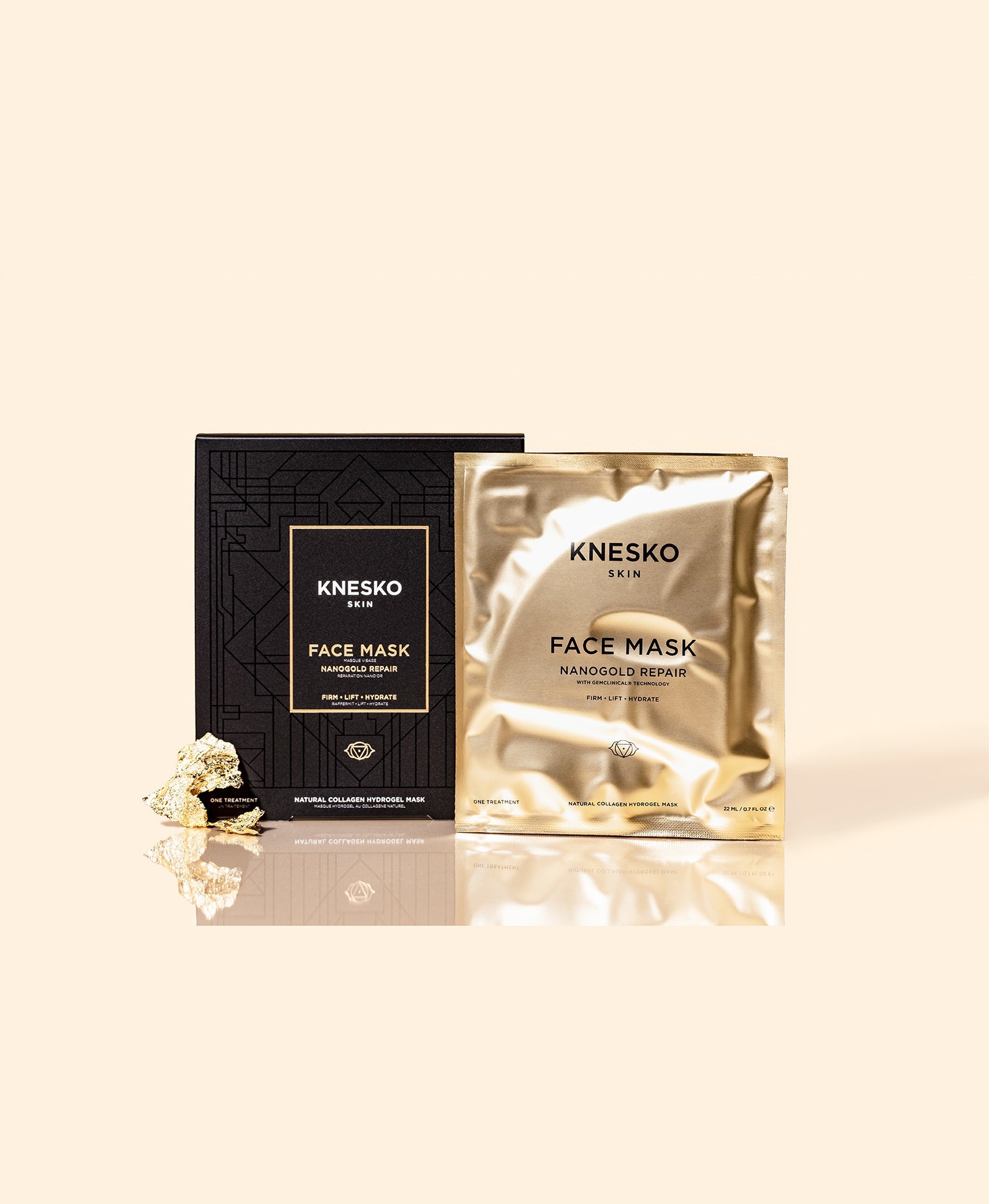 Knesko skin gold face mask packaging