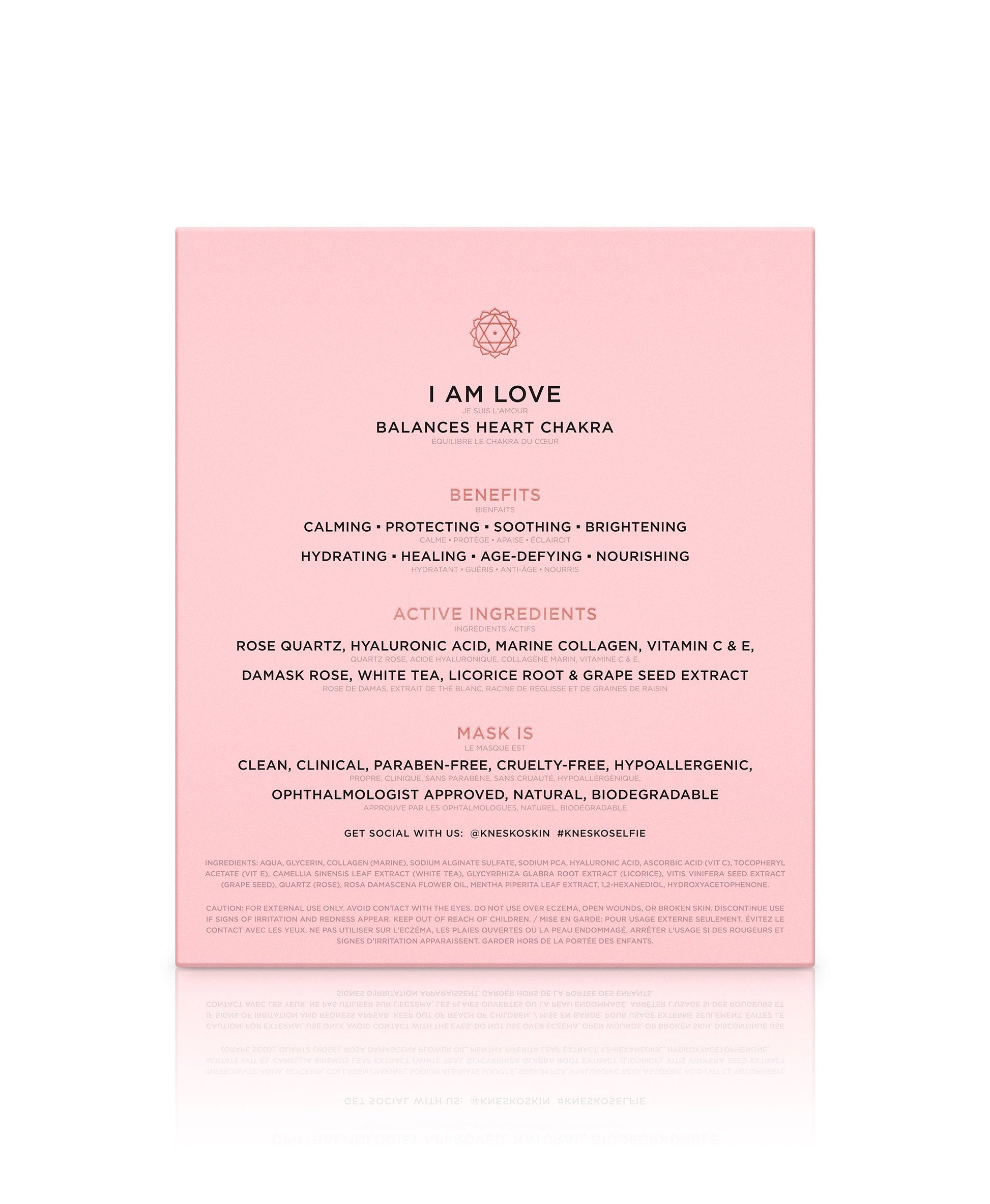 Back of the Rose Quartz Antioxidant Face Mask box.